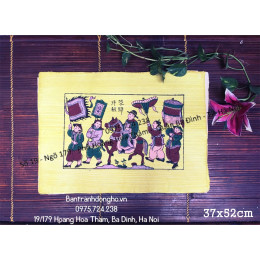 Tranh Đông Hồ Vinh Quy Bái Tổ (loại 37x52cm)